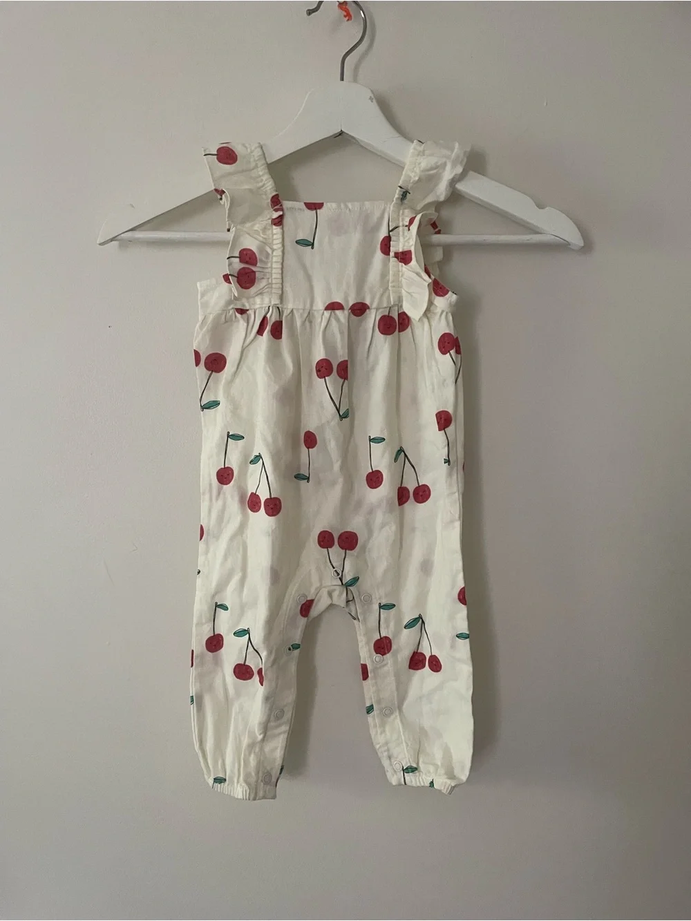Carter's Cream Romper with Red Cherry Print